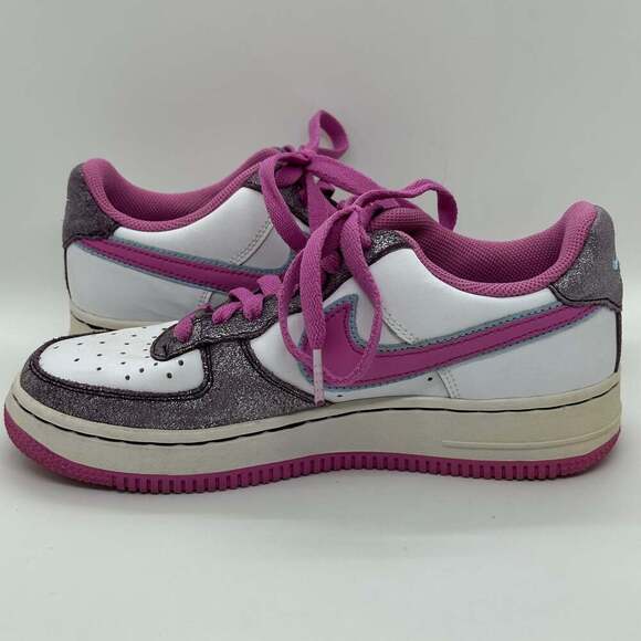 Nike Air Force 1 Low Girls' Youth Pink & Purple Sparkle Sneakers 4.5 - Picture 8 of 10
